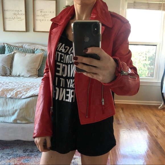 Red True Religion Lamb Leather Jacket size XS - Picture 2 of 16